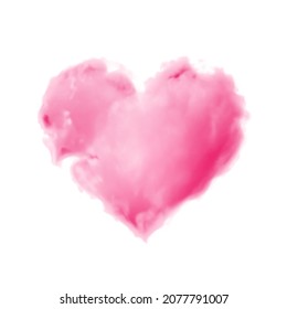 Heart shaped pink cloud on white background. Realistic vector illustration with gradient mesh.