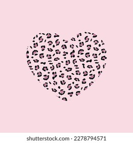 Patrón de leopardo rosa en forma de corazón, diseño vectorial 