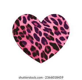 Heart shaped pink leopard pattern, vector design for t shirt graphics, card, poster, wall art, sticker, cover designs