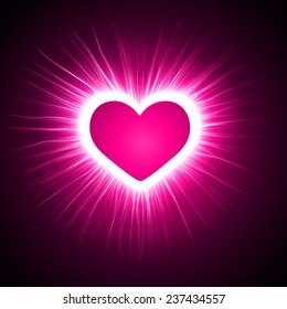 heart shaped pink light beam