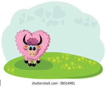Heart shaped pink sheep