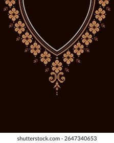 Heart shaped pixel embroidery collar with floral motifs in warm brown tones. Perfect for digital textile design, traditional craft patterns, or fashion prints.