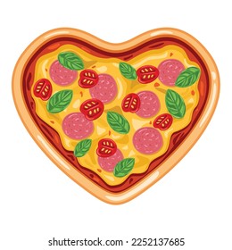 Vector de ilustración de pizza en forma de corazón