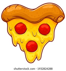 Ilustración vectorial de pizza en forma de corazón