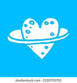 heart shaped planet illustration on blue color
