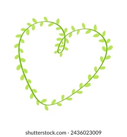 Heart shaped plant stem isolated on white background.