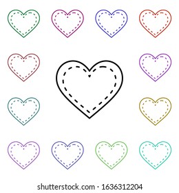 Heart shaped pocket multi color style icon. Simple thin line, outline vector of heartbeat icons for ui and ux, website or mobile application