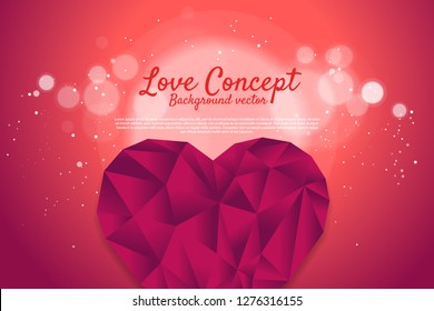 Heart shaped with polygon luxury style. valentine's day and love theme banner and poster