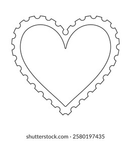 Heart shaped postage stamp outline for love letters in vector