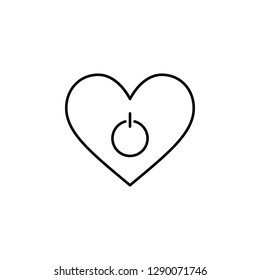 heart shaped power button icon. Element of Valentine's Day icon for mobile concept and web apps. Detailed heart shaped power button icon can be used for web and mobile