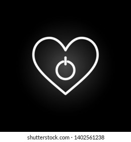 heart shaped power button neon icon. Elements of Heartbeat set. Simple icon for websites, web design, mobile app, info graphics