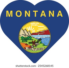 Herzförmige druckbare Vektorflagge des Bundesstaates MONTANA der Vereinigten Staaten von Amerika