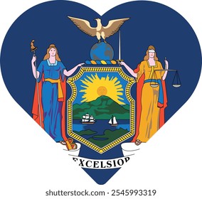 Heart shaped printable vector flag of the United States of America federal state of NEW YORK