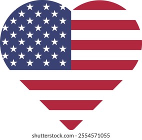 Heart shaped printable vector flag of the UNITED STATES OF AMERICA