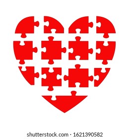 Heart shaped puzzle, separated vector