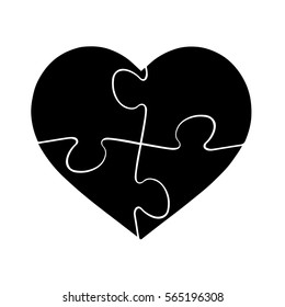 Heart shaped puzzle vector graphic template illustration isolated on white background