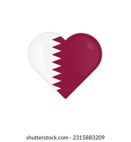 Heart Shaped Qatar Flag Icon Vector Design.