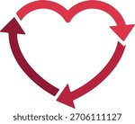 Heart shaped recycle arrow loop symbol medical health cycle icon