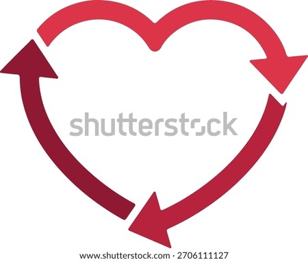 Heart shaped recycle arrow loop symbol medical health cycle icon