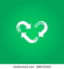 Heart shaped recycle icon vector
