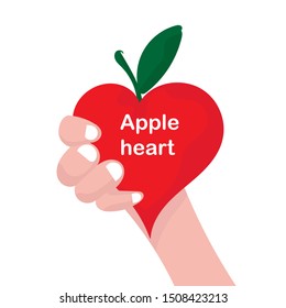 Heart shaped red apple. Vector illustration