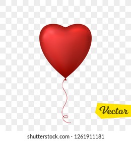 Heart shaped red balloon. Happy Valentines Day. Vector illustration