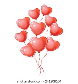Heart shaped red balloons for the Valentines day.