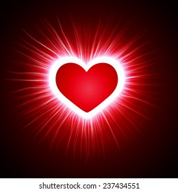 heart shaped red light beam
