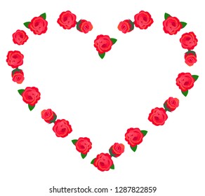 Heart shaped red rose frame