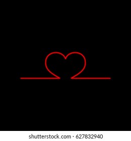 Heart shaped rhythm vector icon. Pulse line illustration.