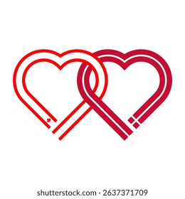 heart shaped ribbon of canada and denmark flags intertwined. vector illustration isolated on white background