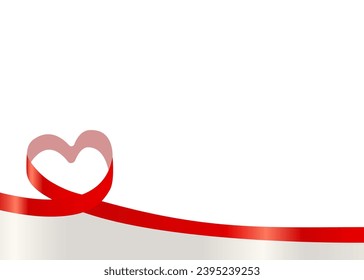Heart Shaped Ribbon Frame Background Vector