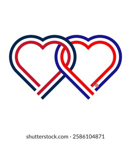 heart shaped ribbon of france and croatia flags intertwined. vector illustration isolated on white background