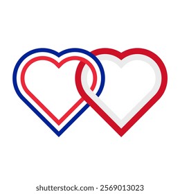 heart shaped ribbon of france and monaco flags intertwined. vector illustration isolated on white background