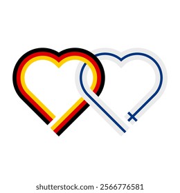 heart shaped ribbon of germany and finland flags intertwined. vector illustration isolated on white background