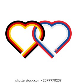 heart shaped ribbon of germany and slovakia flags intertwined. vector illustration isolated on white background