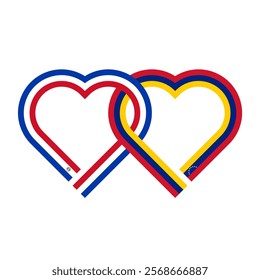 heart shaped ribbon of paraguay and venezuela flags intertwined. vector illustration isolated on white background