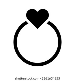Herzförmige Ring Silhouette Symbol. Vektorgrafik.