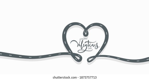 Heart shaped road abstract vector illustration. Valentines day concept