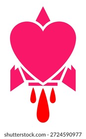 Lançamento de foguete em forma de coração com escape vermelho, símbolo de queda rápida no amor e paixão