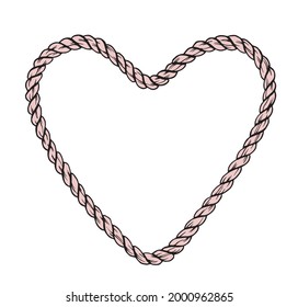 Heart Shaped Rope Frame Illustration. Vector Border Decoration.