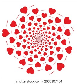 Giro en forma de corazón en patrón fibonacci
