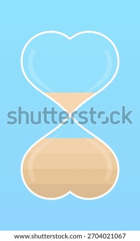 Heart Shaped Sand Clock on Blue background vector illustration