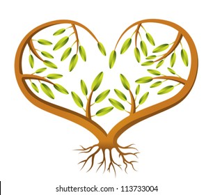 A heart shaped sapling illustration. Eps 10 Vector.