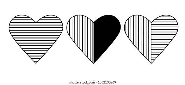 Heart shaped scrapbook template for Valentine's Day, Mom-day, wedding. Set. Vector illustration on isolated white background. Home decor