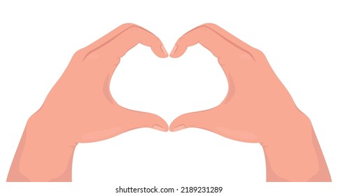 Heart shaped semi flat color vector hand gesture. Editable pose. Human body part on white. Declaration of love cartoon style illustration for web graphic design, animation, sticker pack