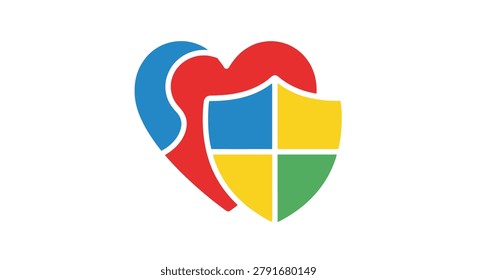 Heart shaped shield protection icon
