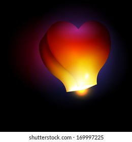 Heart shaped sky lantern
