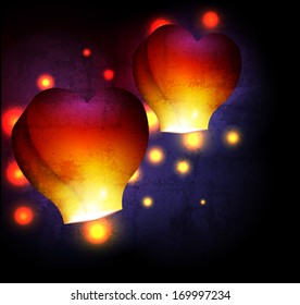 Heart shaped sky lantern