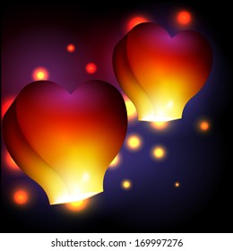 Heart shaped sky lantern